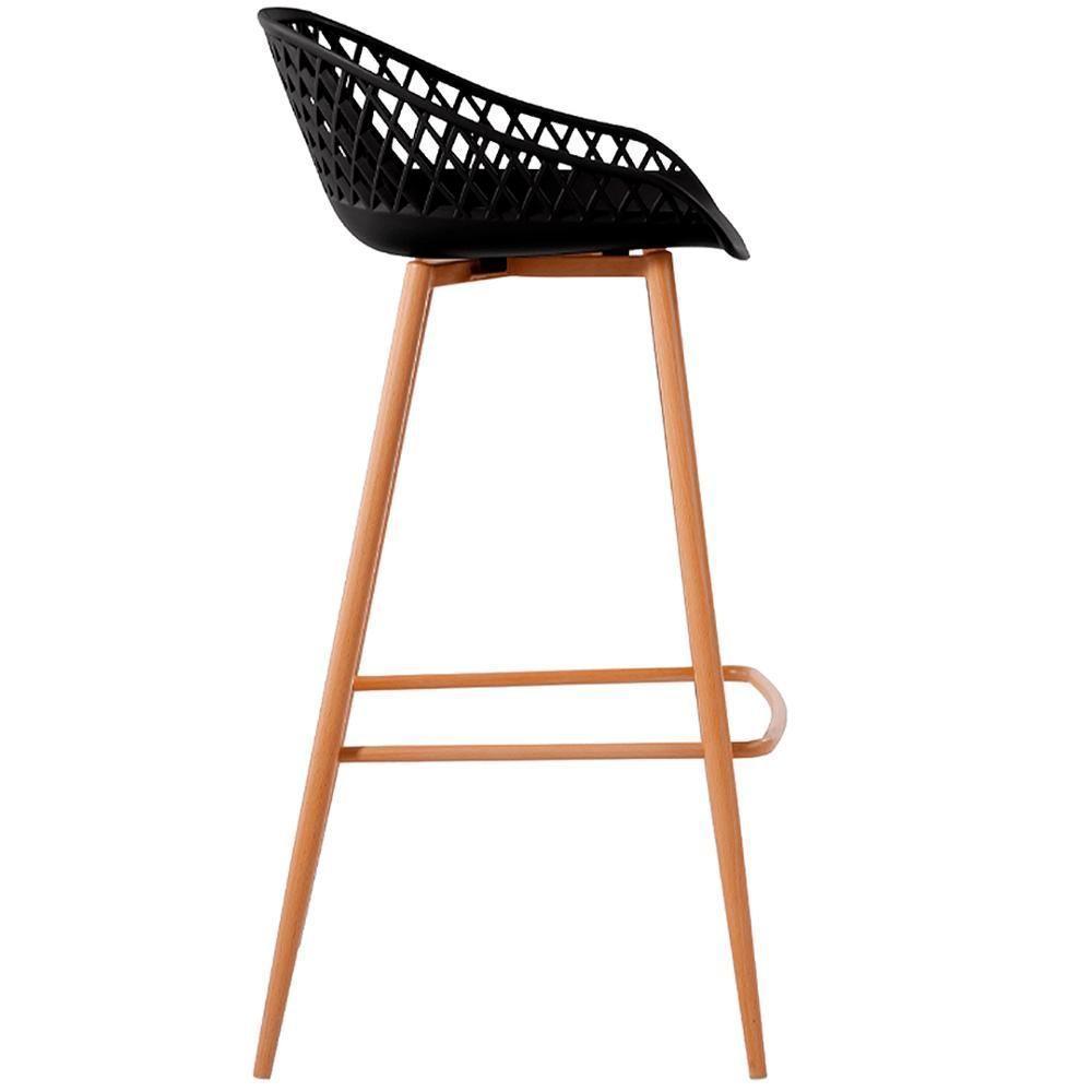 Kit 4 Banquetas Mônaco Clarice Alta Fratini 96 Cm (altura) Em Poliuretano (pu) Preto Base Em Aço - 6