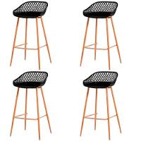 Kit 4 Banquetas Mônaco Clarice Alta Fratini 96 Cm (altura) Em Poliuretano (pu) Preto Base Em Aço - 1