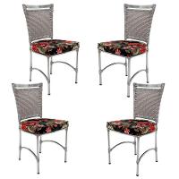 4 Cadeiras Em Alumínio E Fibra Sintética Jk Cozinha Edícula Marmore E Maui Preto - 1