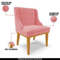 Kit 4 Cadeiras Decorativas Sala De Jantar Base Fixa De Madeira Firenze Suede Rose/castanho - 7