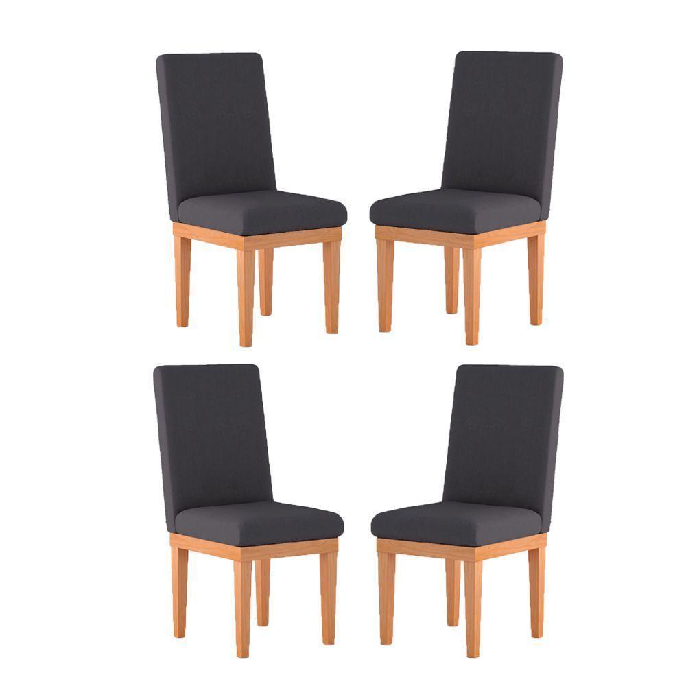 KitCadeiras Estofadas Reforçadas Para Mesa De Jantar Cor:cinza - 1