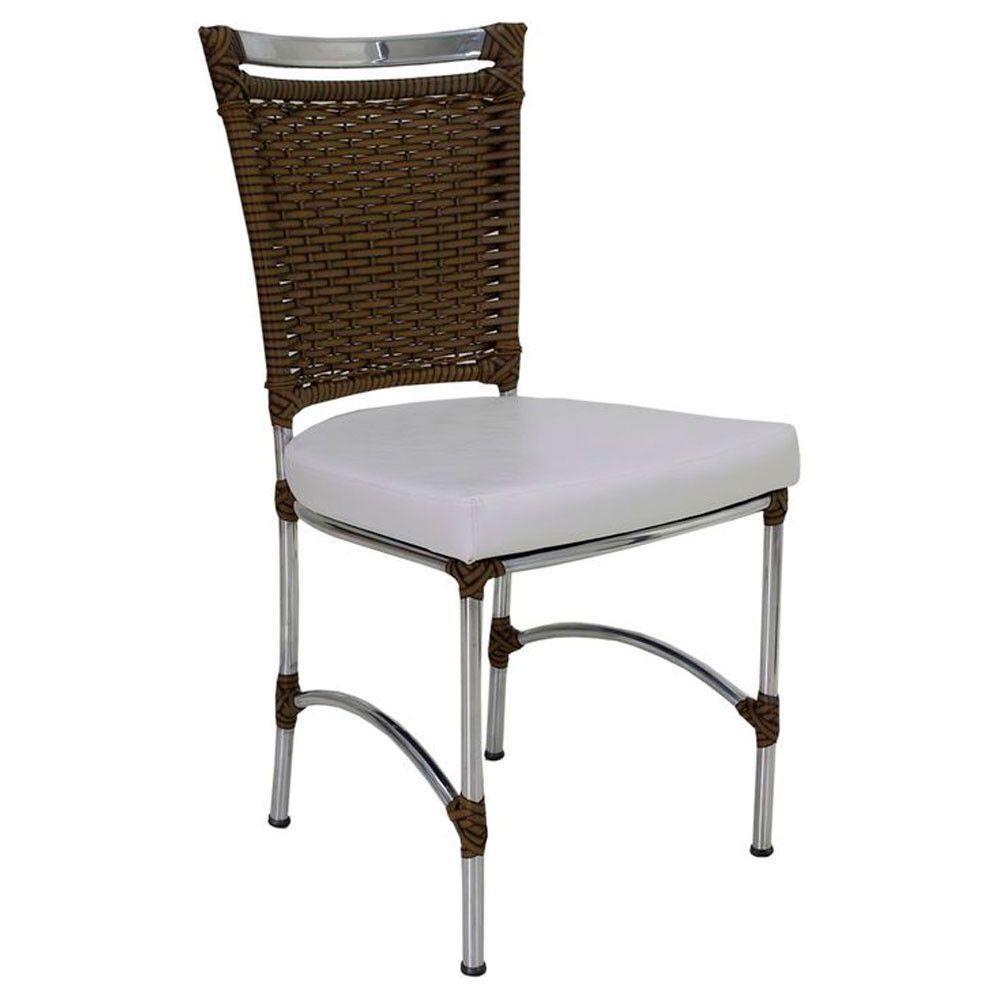 Cadeira Em Alumínio E Fibra Sintética Jk Cozinha Edícula Sepia E Nautico Branco - 1