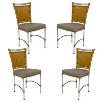 4 Cadeiras Em Alumínio E Fibra Sintética Jk Cozinha Edícula Avelã E Fundi - 1