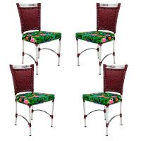 4 Cadeiras Em Alumínio E Fibra Sintética Jk Cozinha Edícula Vinho Dark E Creara - 1