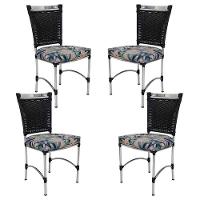 4 Cadeiras Em Alumínio E Fibra Sintética Jk Cozinha Edícula Preto E Vinales Azul - 1