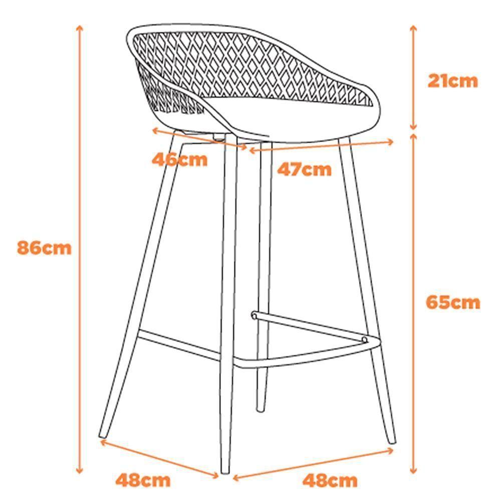 Kit 4 Banquetas Mônaco Clarice Média Fratini 86 Cm (altura) Em Poliuretano (pu) Preto Base Em Aço - 5