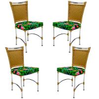 4 Cadeiras Em Alumínio E Fibra Sintética Jk Cozinha Edícula Avelã E Creara - 1