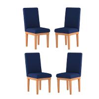 KitCadeiras Estofadas Reforçadas Para Mesa De Jantar Cor:azul Marinho - 1