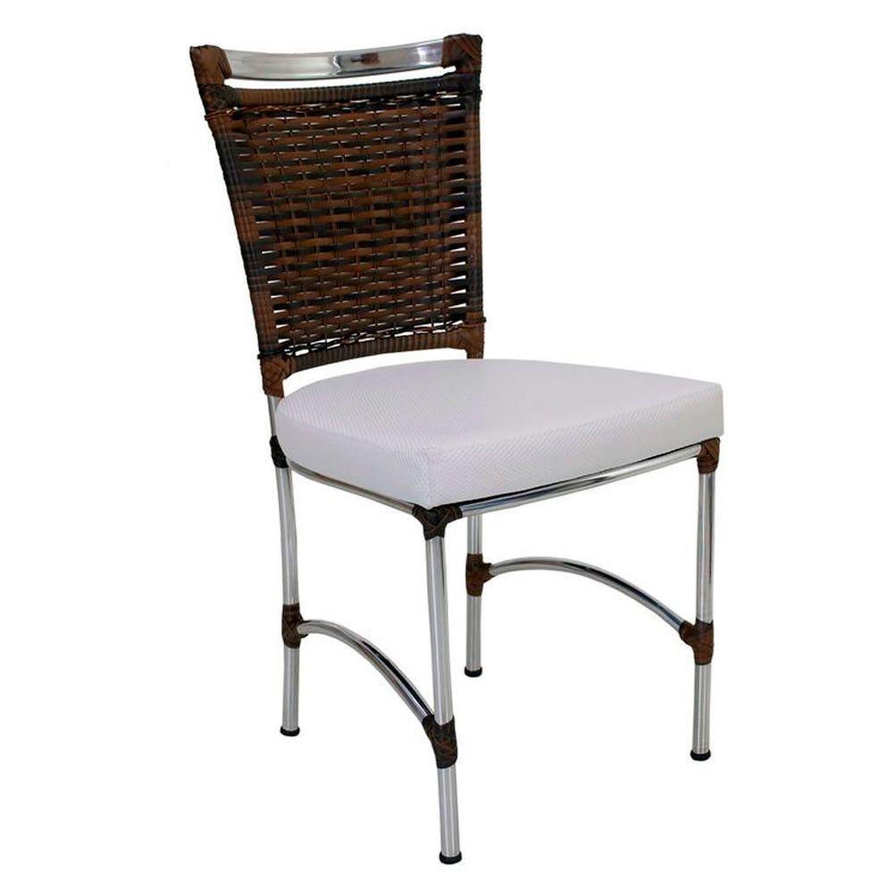 Cadeira Em Alumínio E Fibra Sintética Jk Cozinha Edícula Argila E Courino Náutico Branco - 1