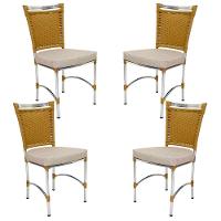 4 Cadeiras Em Alumínio E Fibra Sintética Jk Cozinha Edícula Avelã E Fundo Palha - 2