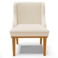 Kit 4 Cadeiras Decorativas Sala De Jantar Base Fixa De Madeira Firenze Linho Bege/castanho G19