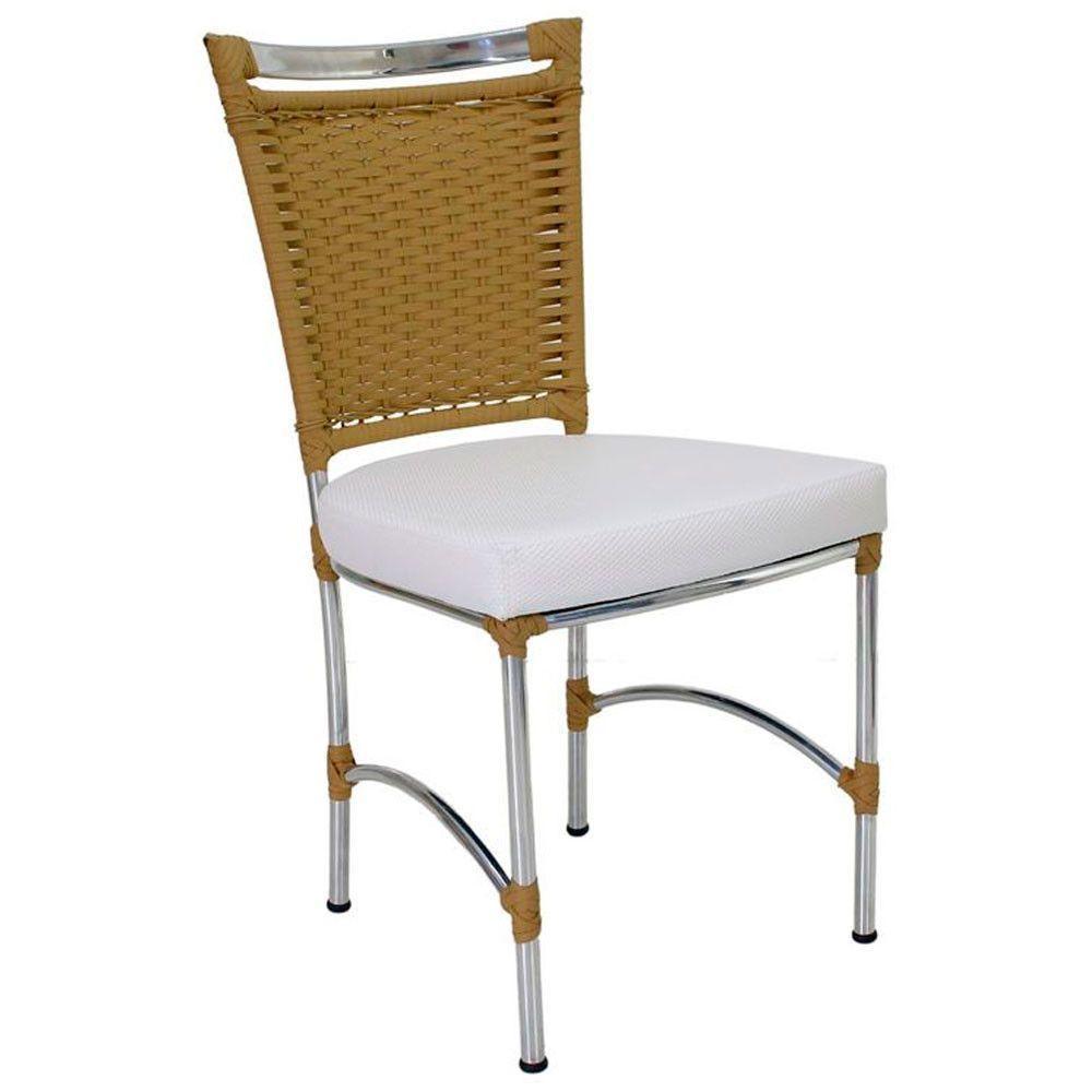 Cadeira Em Alumínio E Fibra Sintética Jk Cozinha Edícula Avelã E Branco Desenhado - 1