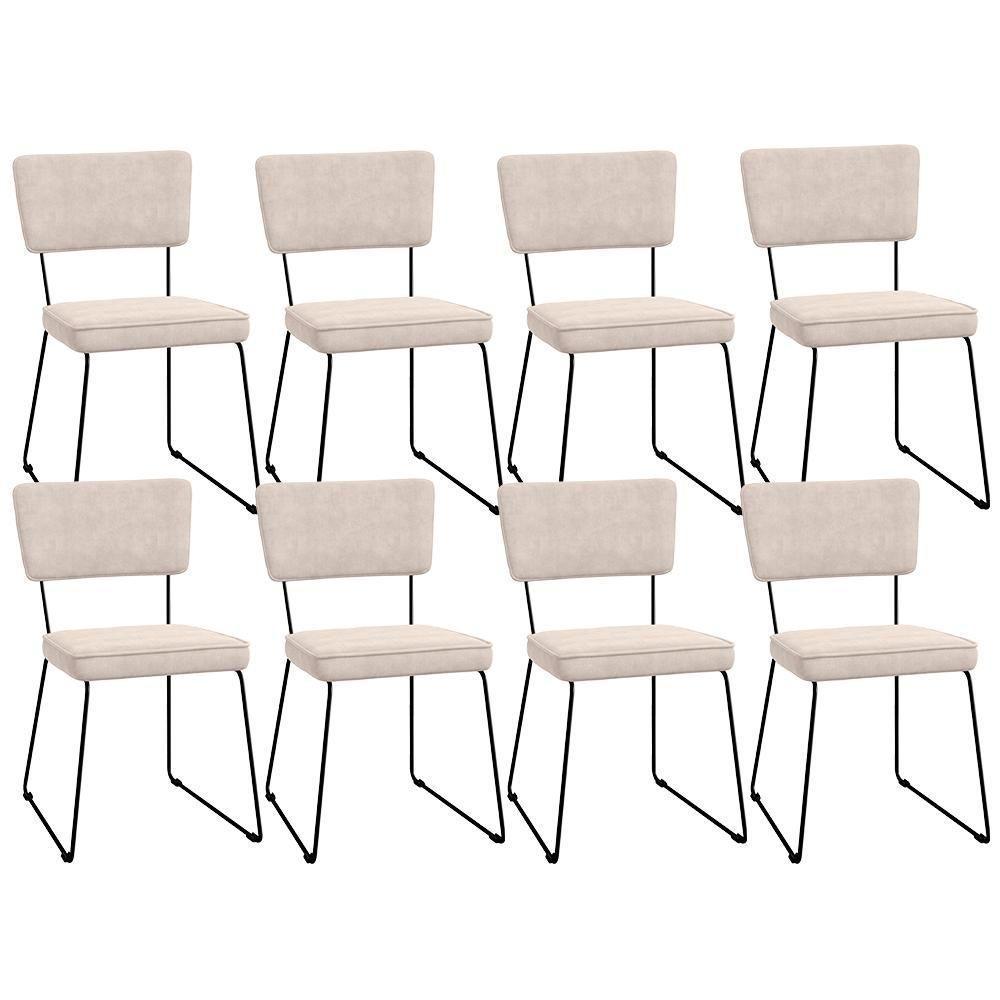 Kit 08 Cadeiras Allana L02 Suede Bege - 1