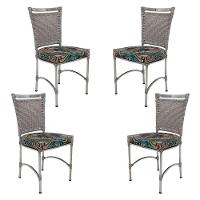 4 Cadeiras Em Alumínio E Fibra Sintética Jk Cozinha Edícula Marmore E Maranata Bege - 1