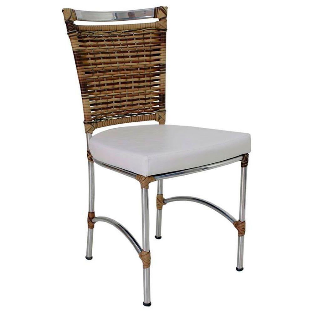 Cadeira Em Alumínio E Fibra Sintética Jk Cozinha Edícula Cappuccino E Nautico Branco - 1