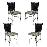 4 Cadeiras Em Alumínio E Fibra Sintética Jk Cozinha Edícula Preto E Vinales Verde - 2