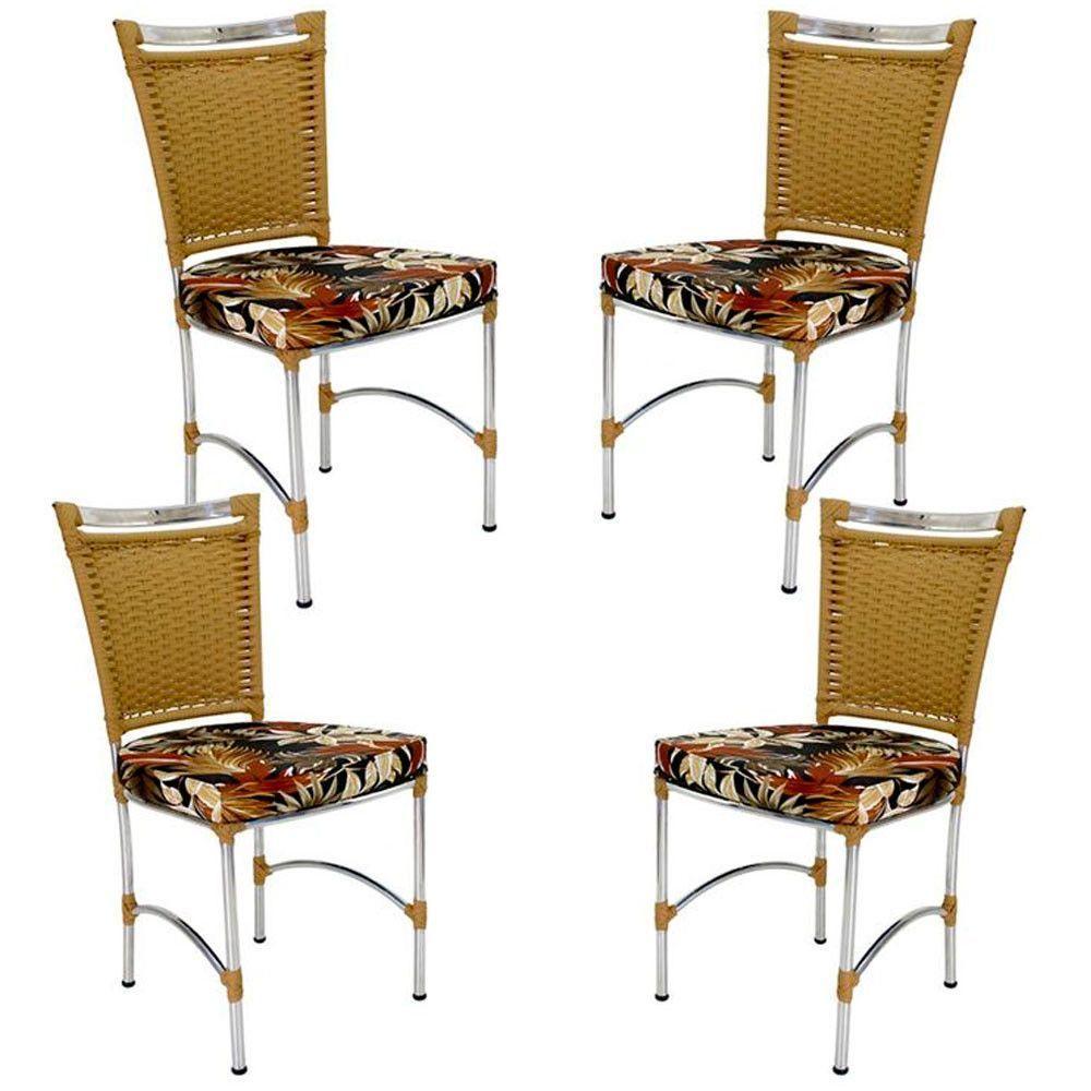 4 Cadeiras Em Alumínio E Fibra Sintética Jk Cozinha Edícula Avelã E Rivieira Marrom - 1