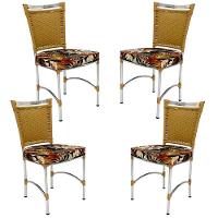 4 Cadeiras Em Alumínio E Fibra Sintética Jk Cozinha Edícula Avelã E Rivieira Marrom - 1