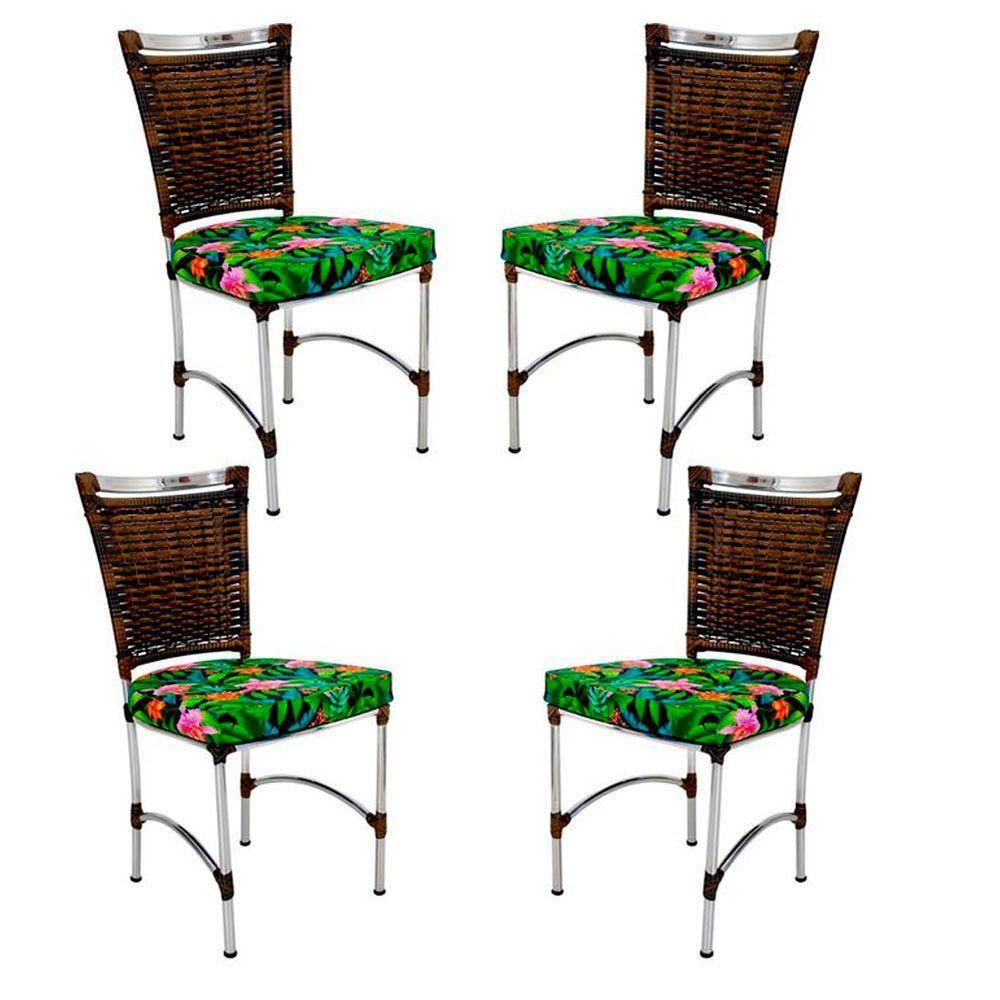 4 Cadeiras Jk Em Alumínio E Fibra Sintética Cozinha Edícula Argila E Creara - 1