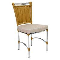 Cadeira Em Alumínio E Fibra Sintética Jk Cozinha Edícula Avelã E Fundo Palha - 1