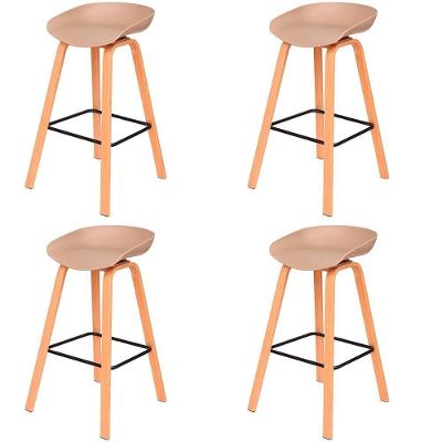 Kit 4 Banquetas Toledo Fratini 73 (altura) Revestimento Polipropileno Fendi Base Em Aço E Apoio De Pé Preto