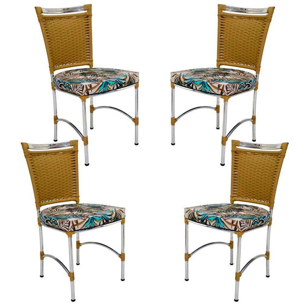 4 Cadeiras Em Alumínio E Fibra Sintética Jk Cozinha Edícula Avelã E Maranata Bege - 2