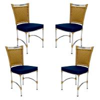 4 Cadeiras Em Alumínio E Fibra Sintética Jk Cozinha Edícula Avelã E Lisato Marinho - 2