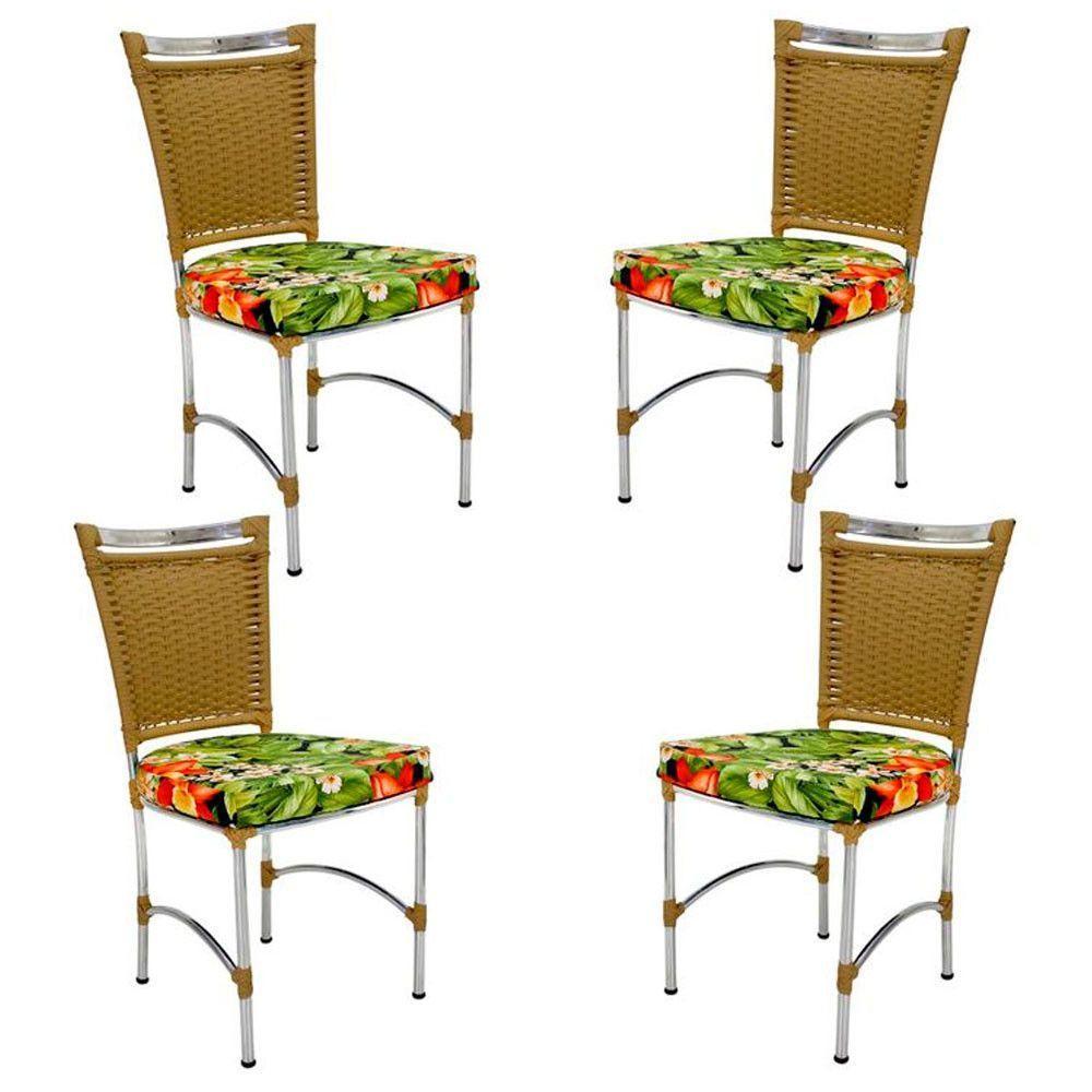 4 Cadeiras Em Alumínio E Fibra Sintética Jk Cozinha Edícula Avelã E Saquarema - 1