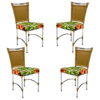 4 Cadeiras Em Alumínio E Fibra Sintética Jk Cozinha Edícula Avelã E Saquarema - 1