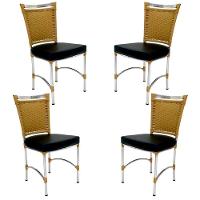 4 Cadeiras Em Alumínio E Fibra Sintética Jk Cozinha Edícula Avelã E Nautico Preto - 2