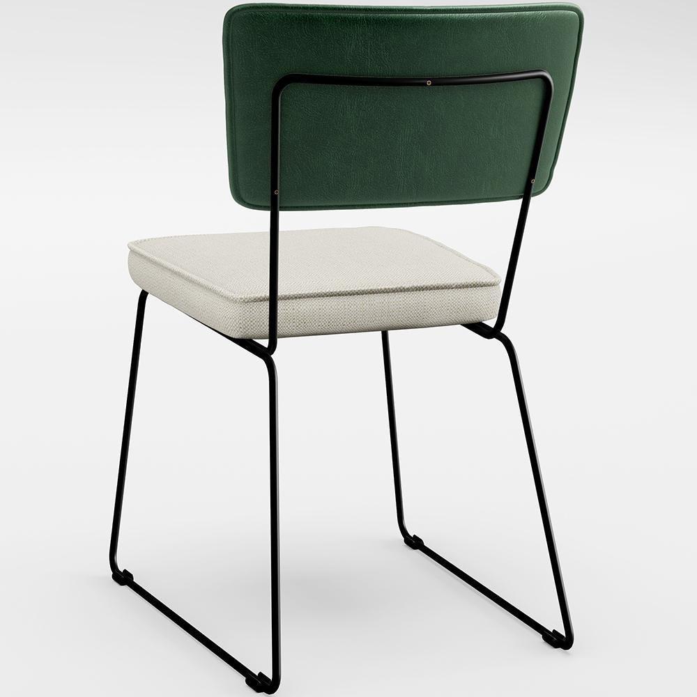 Kit 06 Cadeiras L02 Facto Verde Musgo Linho Champagne - 2