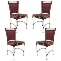 4 Cadeiras Em Alumínio E Fibra Sintética Jk Cozinha Edícula Vinho Dark Maui Preto - 1
