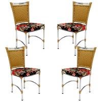 4 Cadeiras Em Alumínio E Fibra Sintética Jk Cozinha Edícula Avelã E Maui Preto - 1