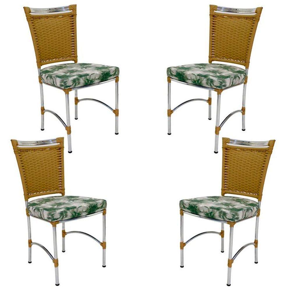 4 Cadeiras Em Alumínio E Fibra Sintética Jk Cozinha Edícula Avelã E Trancoso - 1