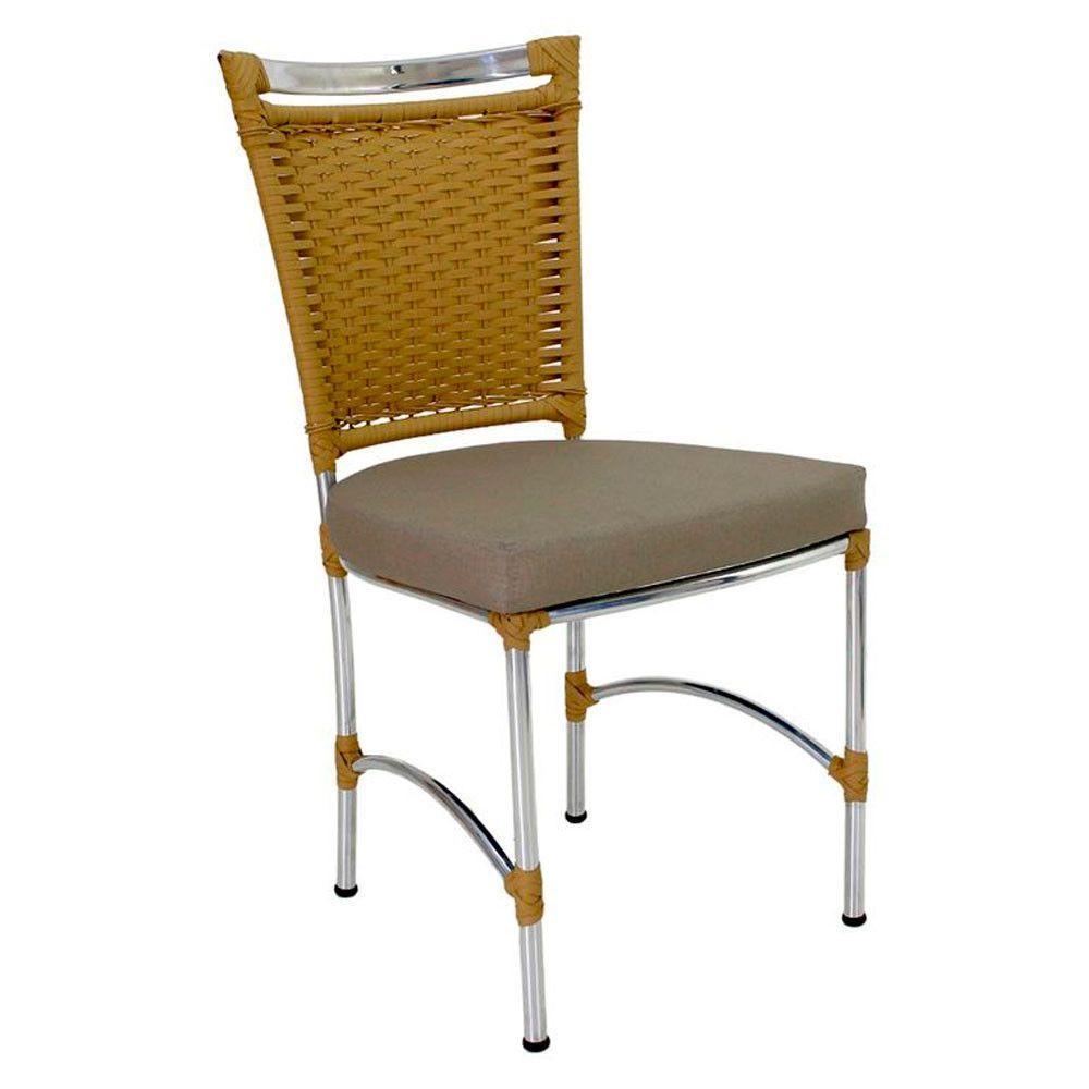 Cadeira Em Alumínio E Fibra Sintética Jk Cozinha Edícula Avelã E Fundi - 1