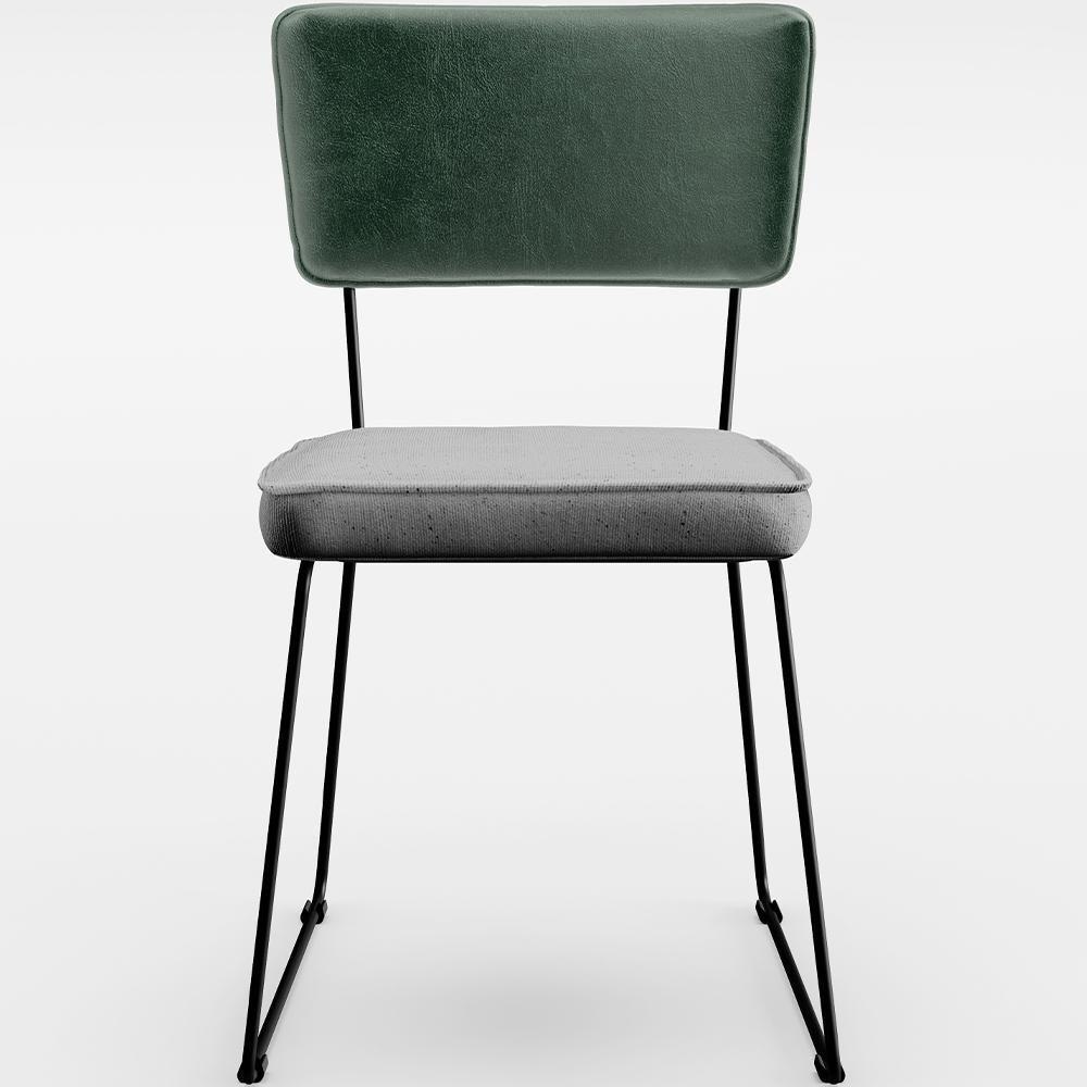 Kit 08 Cadeiras L02 Facto Verde Musgo Linho Cinza - 5