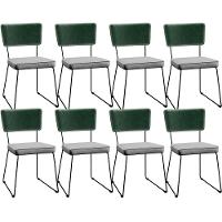 Kit 08 Cadeiras L02 Facto Verde Musgo Linho Cinza - 1