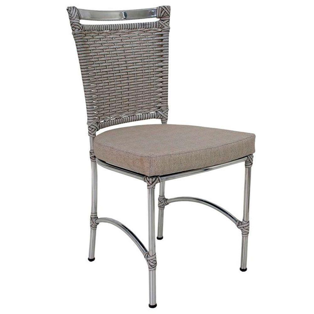 Cadeira Em Alumínio E Fibra Sintética Jk Cozinha Edícula Marmore E Fundo Palha - 1