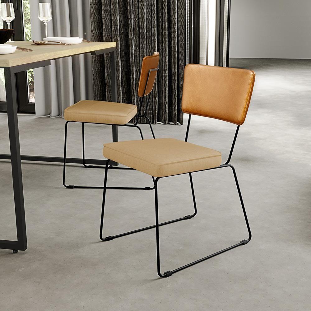 Kit 06 Cadeiras L02 Couríssimo Whisky Linho Bege Escuro - 9