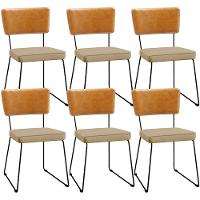 Kit 06 Cadeiras L02 Couríssimo Whisky Linho Bege Escuro - 1