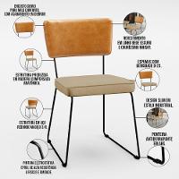 Kit 06 Cadeiras L02 Couríssimo Whisky Linho Bege Escuro - 7