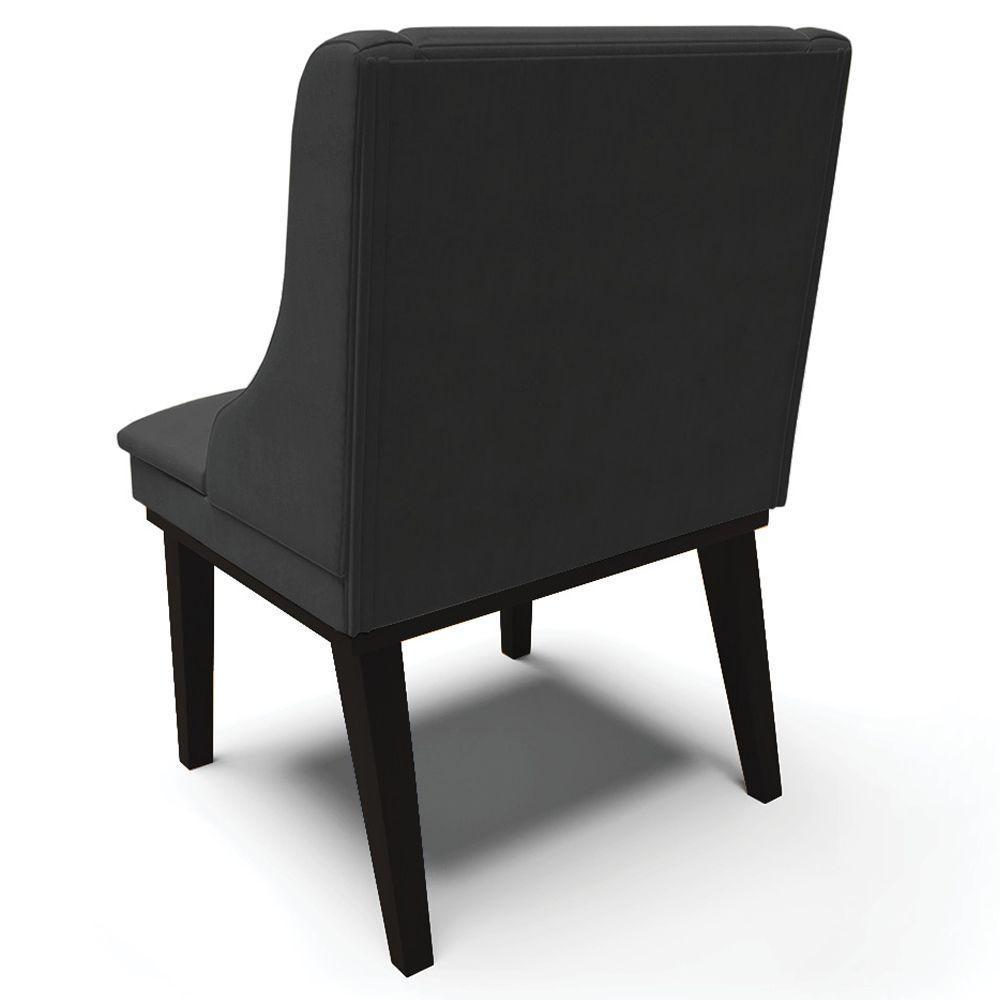 Kit 5 Cadeiras Decorativas Sala De Jantar Base Fixa De Madeira Firenze Pu Preto Fosco - 5