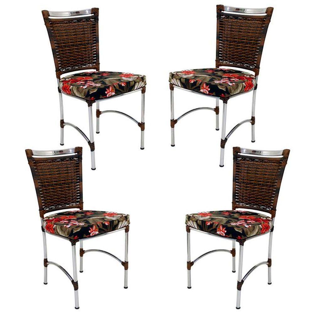 4 Cadeiras Jk Em Alumínio E Fibra Sintética Cozinha Edícula Argila E Maui Preto - 1