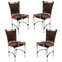 4 Cadeiras Jk Em Alumínio E Fibra Sintética Cozinha Edícula Argila E Maui Preto - 1