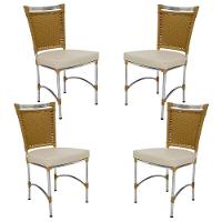 4 Cadeiras Em Alumínio E Fibra Sintética Jk Cozinha Edícula Avelã E Nautico Bege - 1