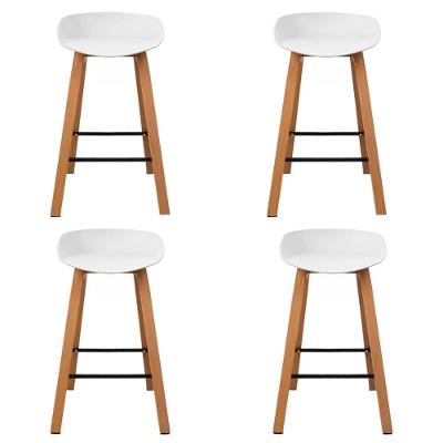 Kit 4 Banquetas Toledo Fratini 73 (altura) Revestimento Polipropileno Branca Base Em Aço E Apoio De Pé Preto