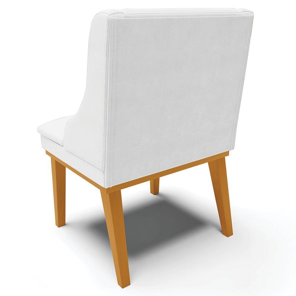 Kit 4 Cadeiras Decorativas Sala De Jantar Base Fixa De Madeira Firenze Pu Branco Fosco/castanho - 5