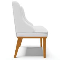 Kit 4 Cadeiras Decorativas Sala De Jantar Base Fixa De Madeira Firenze Pu Branco Fosco/castanho