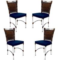 4 Cadeiras Jk Em Alumínio E Fibra Sintética Cozinha Edícula Argila E Lisato Marinho - 1