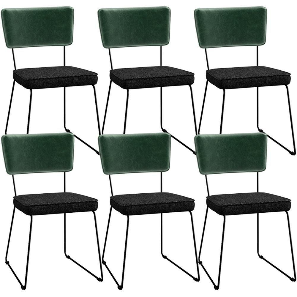 Kit 06 Cadeiras L02 Facto Verde Musgo Linho Chumbo - 1